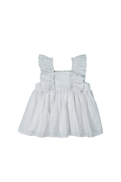 Organic Cotton Gingham Sylvie Top - Sky