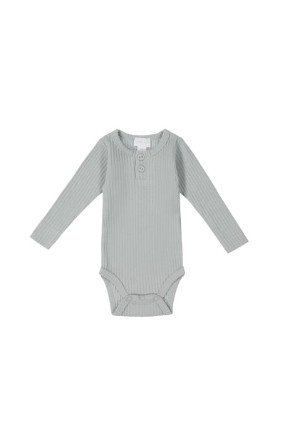 Rib Long Sleeve Bodysuit - Blue Fox