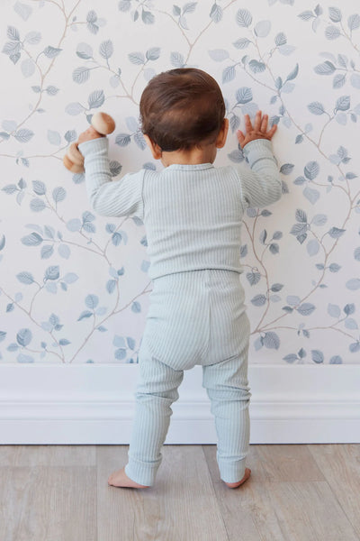 Rib Long Sleeve Bodysuit - Blue Fox