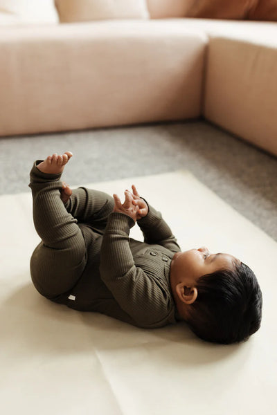 Organic Cotton Modal Long Sleeve Bodysuit - Olive