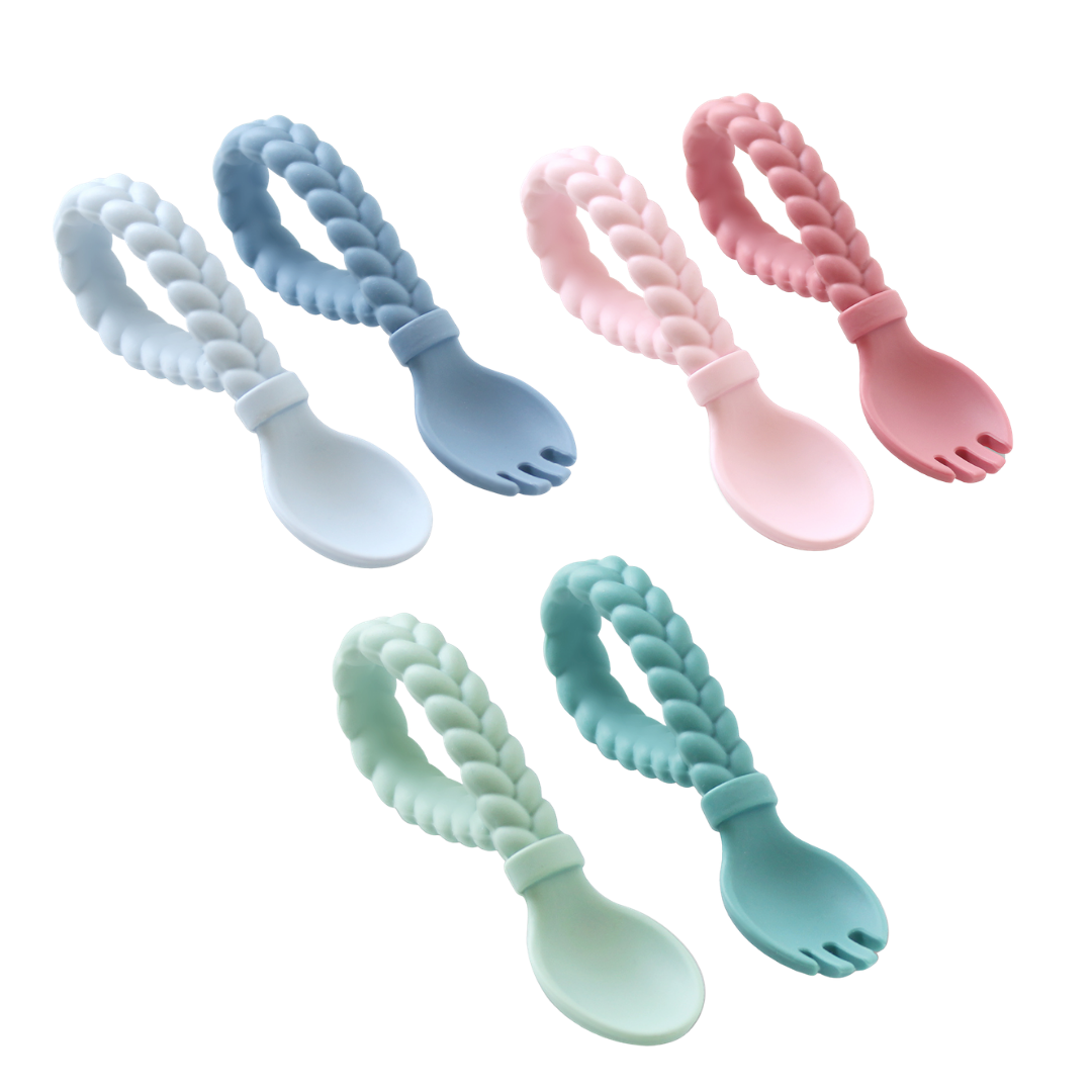 Itzy Ritzy Pink Sweetie Spoons Silicone Spoon & Fork Set