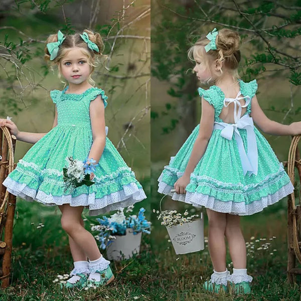 Opened back summer dress with ruffles