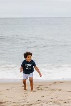 Kids Blue Seersucker Shorts with Red Embroidered Lobsters