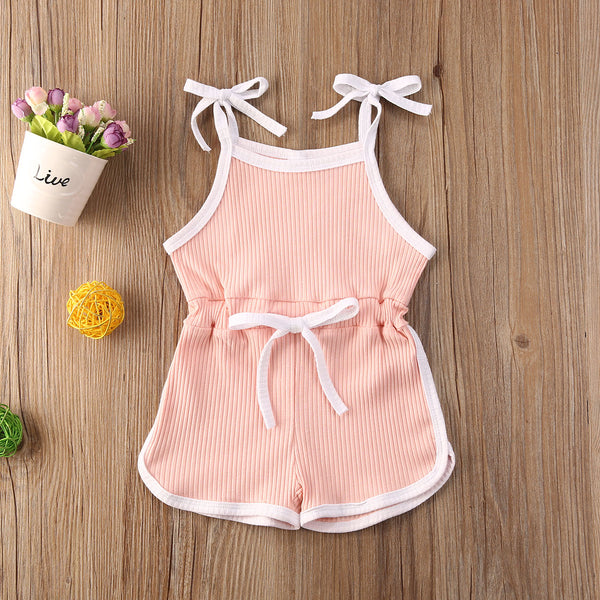 Rib Knit Playsuit- Pink
