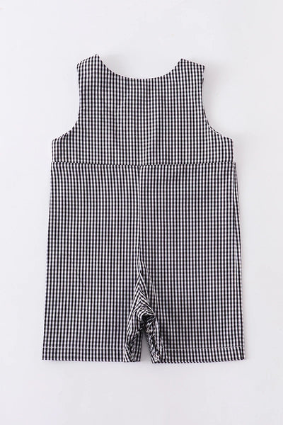 Plaid Playsuit- Embroidered