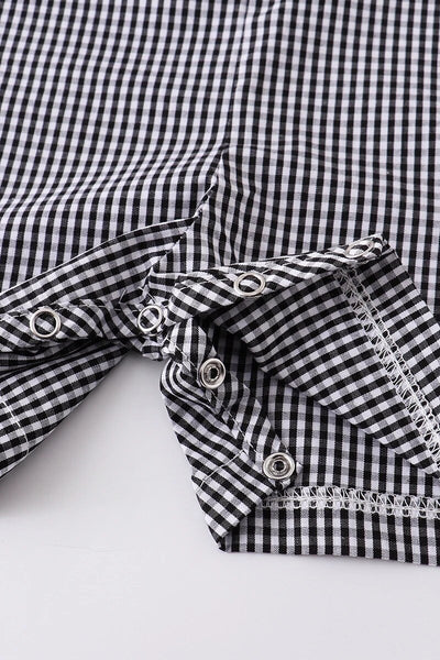 Plaid Playsuit- Embroidered