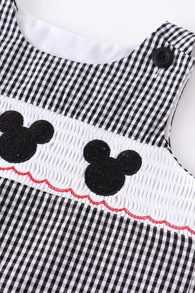 Plaid Playsuit- Embroidered