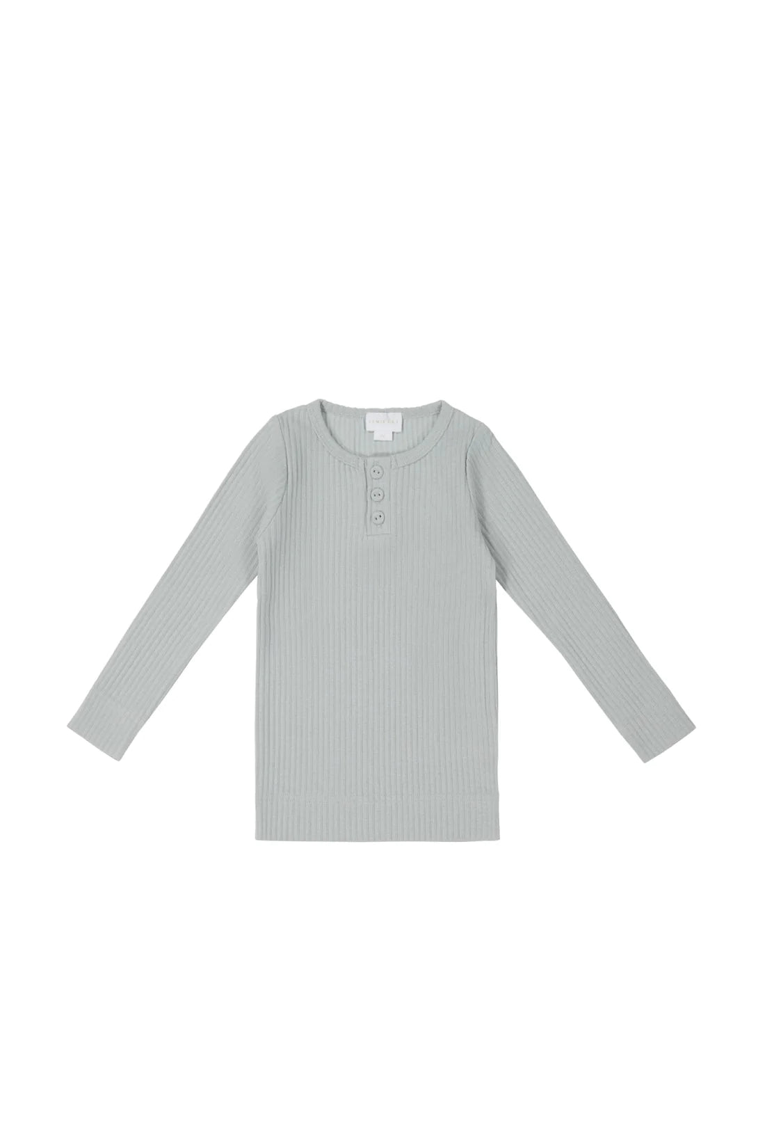 Rib Long Sleeve Henley - Blue Fox