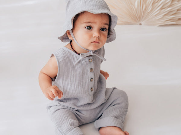 Liam Boys Muslin Jumpsuit - Dusty Blue