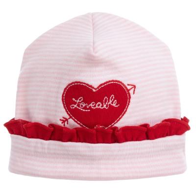 Loveable Applique Red Ruffle Hat