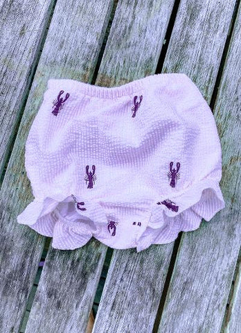 Baby Bloomers- Pink with Navy Lobsters