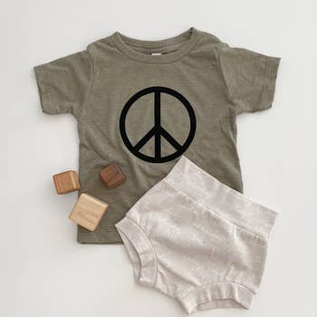 Olive Tri-Blend Tee: Peace Sign