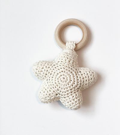 Star Crochet Baby Rattle and Teether