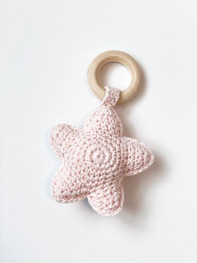 Star Crochet Baby Rattle and Teether