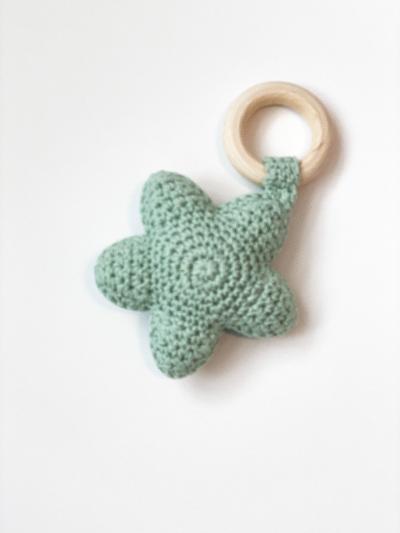 Star Crochet Baby Rattle and Teether