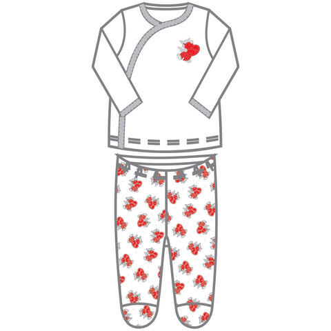 Vintage Valentine Red Printed X-Tee Footed Pant Set