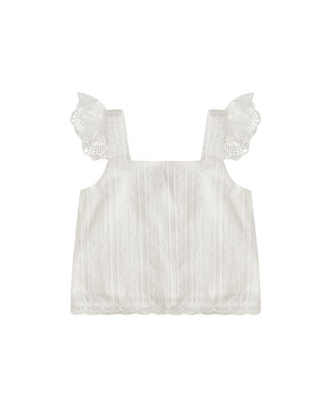 Giselle Winged Cotton Top - White