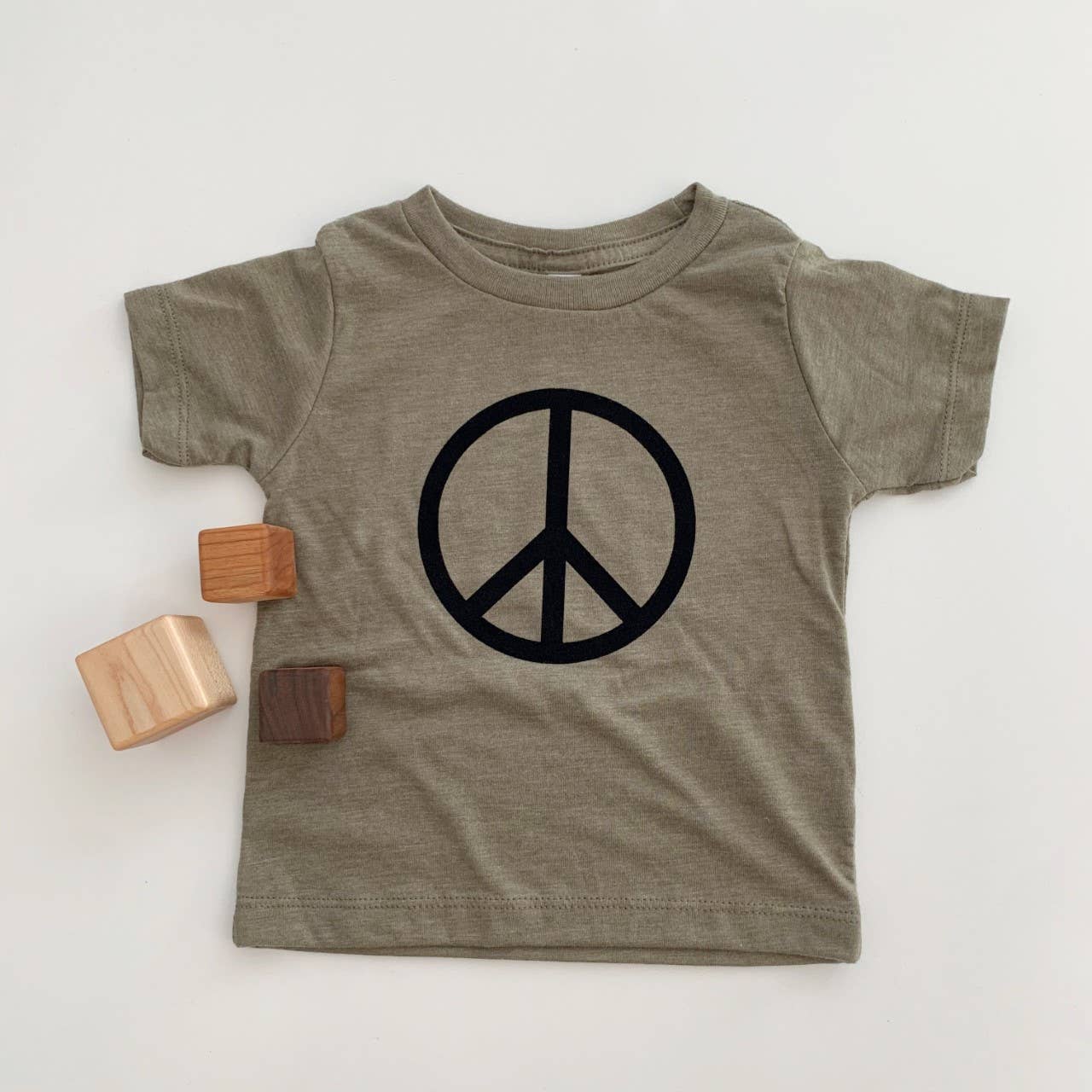 Olive Tri-Blend Tee: Peace Sign