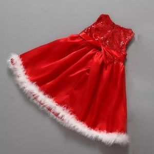 Feather Bottom Red Dress