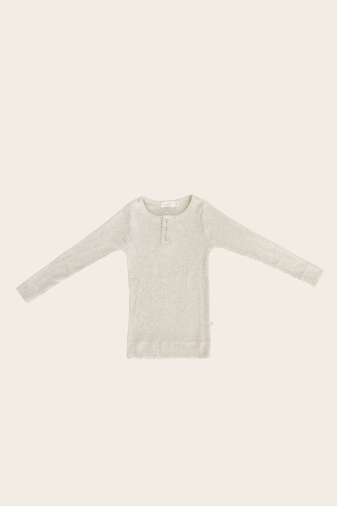 Organic Essential Long Sleeve Henley - Oatmeal Marle