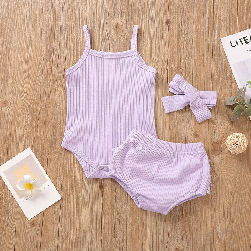 Organic Cotton Ribbed Bodysuit Set - Lavender