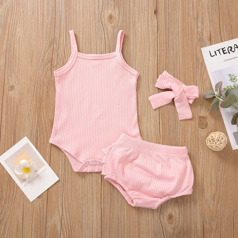 Organic Cotton Ribbed Bodysuit Set - Pink