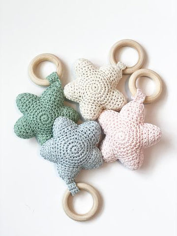 Star Crochet Baby Rattle and Teether